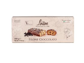 Loison Filone olasz sütemény étcsokoládé darabokkal, kakaós-mogyorós bevonattal 500g