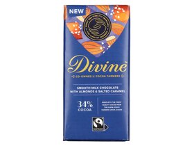 Divine Milk Chocolate Almonds & Salted Caramel 34% 90g