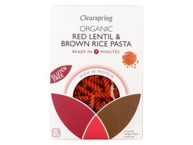 Clearspring Organic red lentil and brown rice pasta 250g image Clearspring Organic red lentil and brown rice pasta 250g