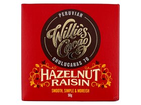 Willie's Hazelnut-Raisin dark choc. 50g