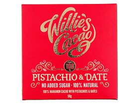 Willie's Cacao Pistachio & Date Natural Dark chocolate 50g