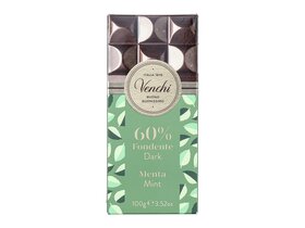 Venchi dark chocholate bar with mint crunchy grains 100g