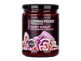 Loving Foods Ruby Kraut Bio savanyított vöröskáposzta céklával, sárgarépával, hagymával és fűszerekkel 475g