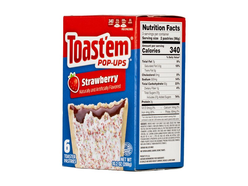 Toast'em Pop-ups Eper ízesítésű, mikróban vagy kenyérpirítóban elkészíthető töltött sütemény 6db 288g