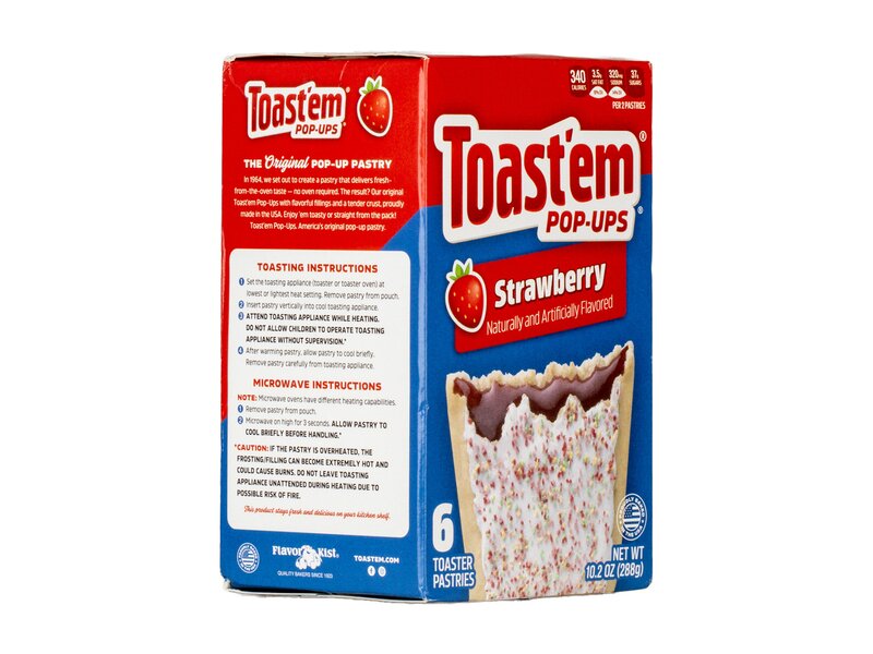 Toast'em Pop-ups Eper ízesítésű, mikróban vagy kenyérpirítóban elkészíthető töltött sütemény 6db 288g