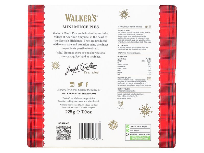 Walkers 9 Luxury Miniature Mincemeat Tarts 225g