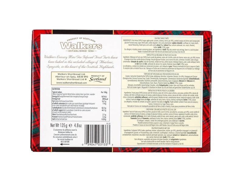 Walkers 6 Luxury Miniature Gin Infused fruit tarts 135g