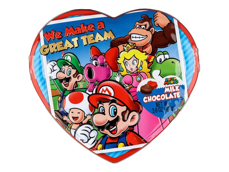 Super Mario Heart Tin With Milk Chocolate 102g