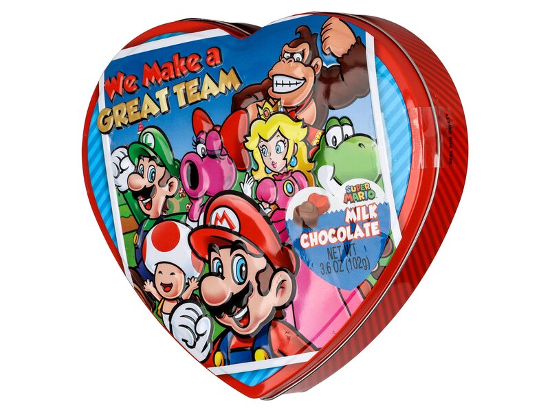 Super Mario Heart Tin With Milk Chocolate 102g