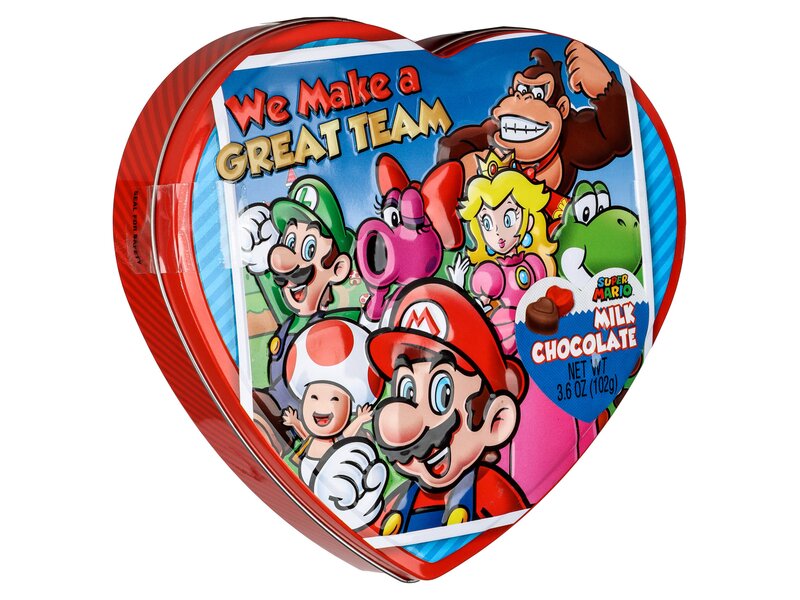 Super Mario Heart Tin With Milk Chocolate 102g