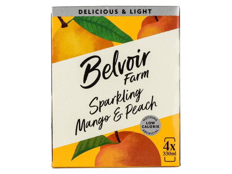 Belvoir Farm Sparkling Mango and Peach 4x330ml