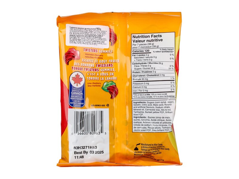 Twizzlers Tongue Twisters Fruity Gummies 182g 