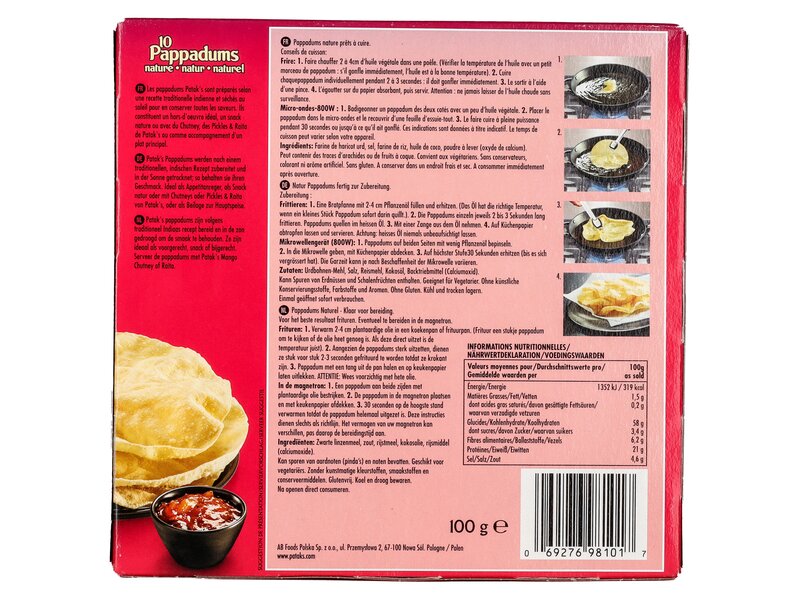 Patak's Pappadums nature 10pieces 100g