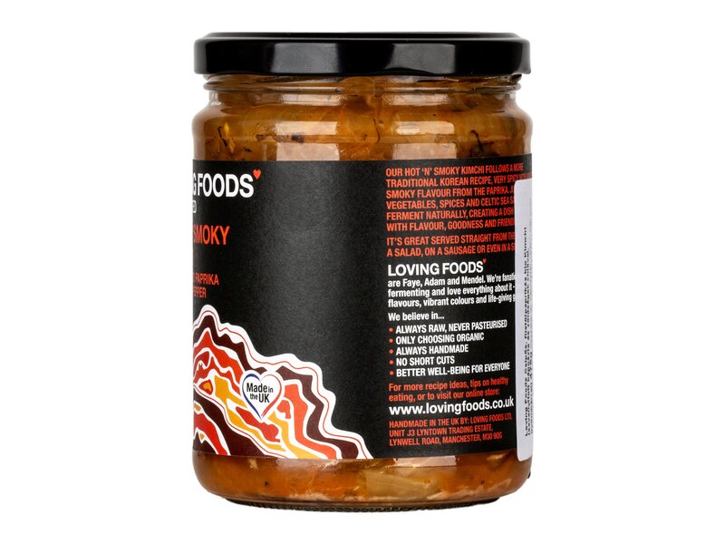 Loving Foods Csípős, füstölt paprikás bio Kimchi (savanyított káposzta és zöldségek chilivel, gyömbérrel) 475g