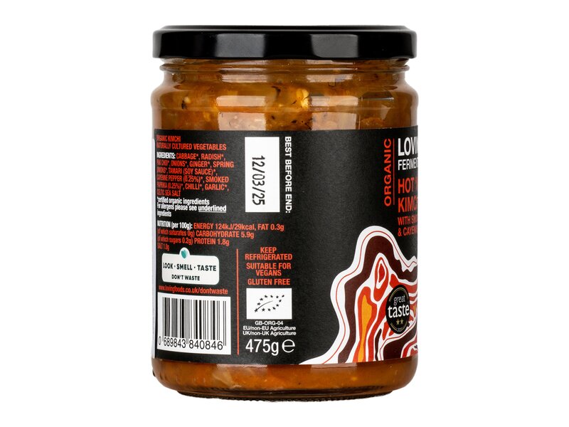 Loving Foods Csípős, füstölt paprikás bio Kimchi (savanyított káposzta és zöldségek chilivel, gyömbérrel) 475g