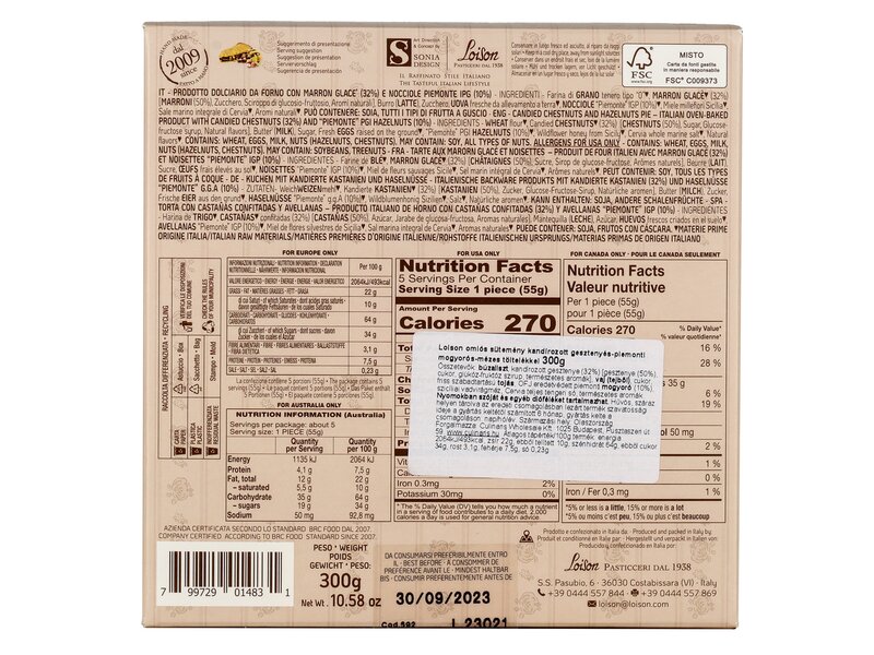 Loison Bonissima sütemény kandírozott gesztenyével 300g