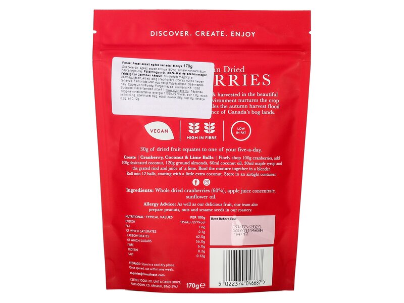 Forest Feast Aszalt egész kanadai áfonya 170g