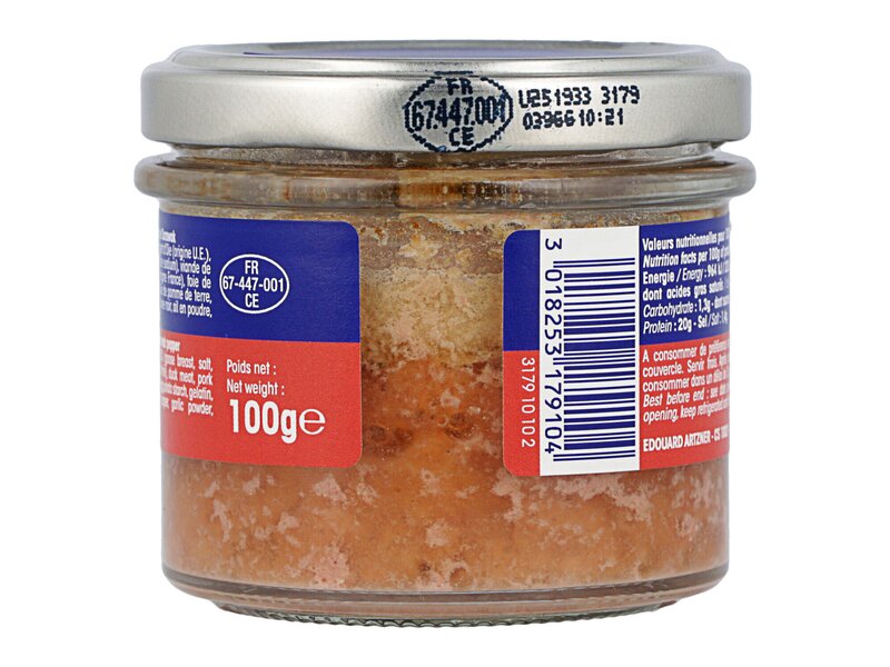 E.Artzner* Terrine au magret d'oie fumé et poivre de Sarawak 100g