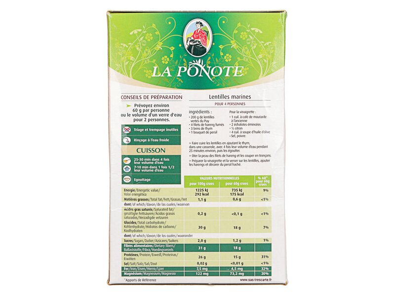 La Ponote PUY Lentille Verte AOP dobozos 500g