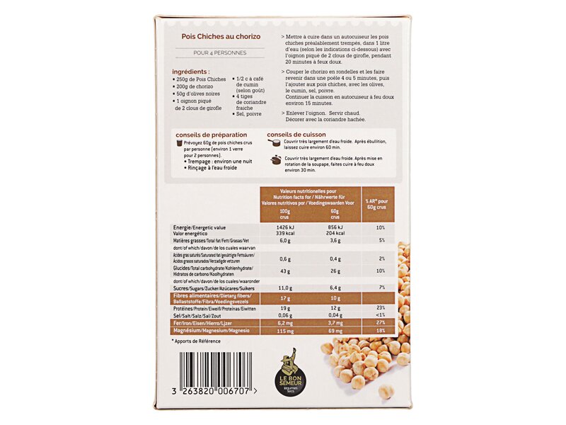 Le Bon Semeur Pois chiches dobozos 500g