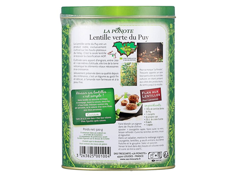 La Ponote PUY Lentille Verte AOP fém 500g