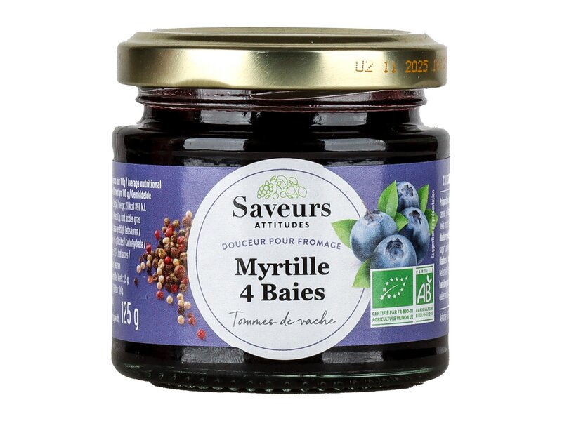 Saveurs Attitudes Myrtille 4 Baies Bio - áfonyalekvár borskeverékkel 125g