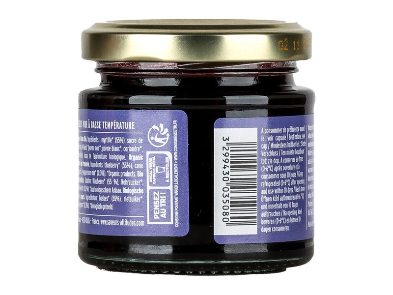 Saveurs Attitudes Myrtille 4 Baies Bio - áfonyalekvár borskeverékkel 125g