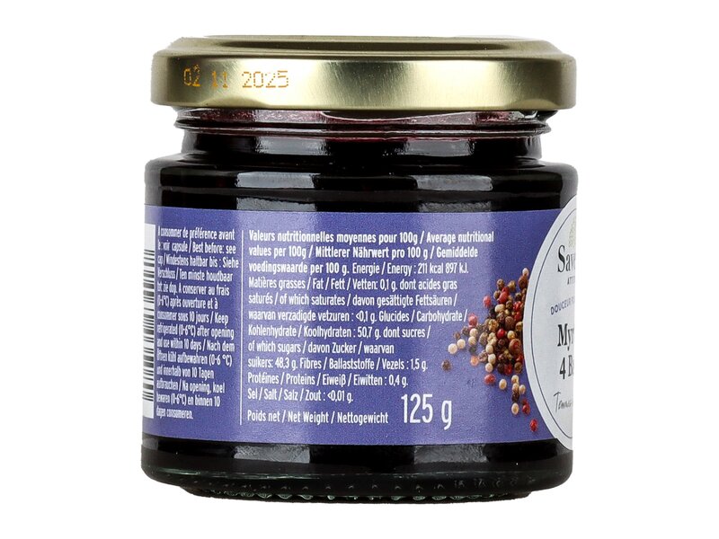 Saveurs Attitudes Myrtille 4 Baies Bio - áfonyalekvár borskeverékkel 125g