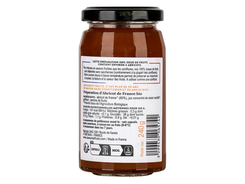 Saveurs Fruits Abricot de France Bio - francia sárgabarack 240g