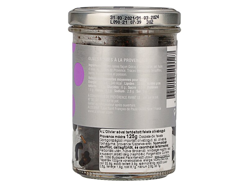 Olivier Olives noires Provencale 125g
