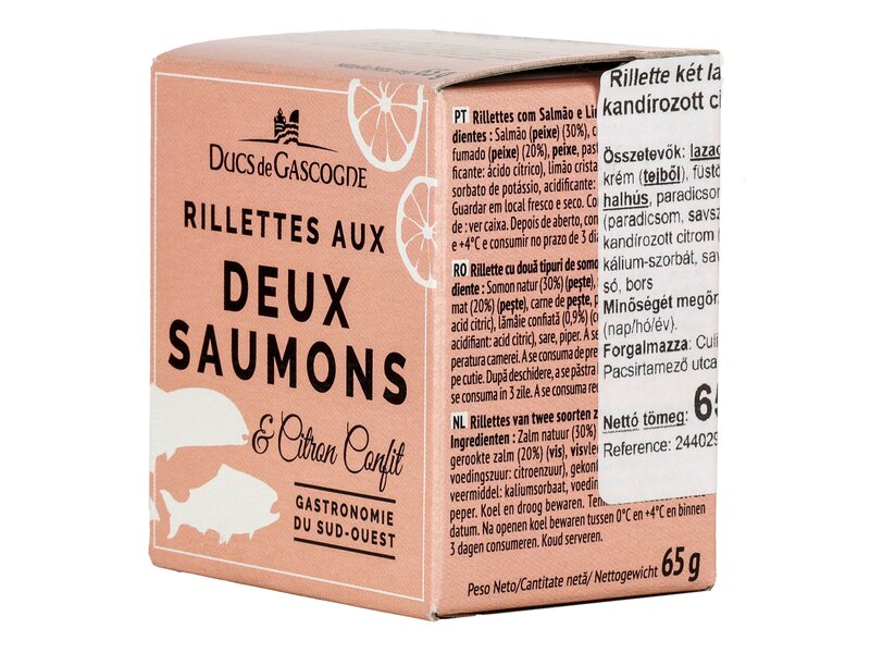 Ducs de Gascogne Rillettes with two salmon andd candied lemon 65g