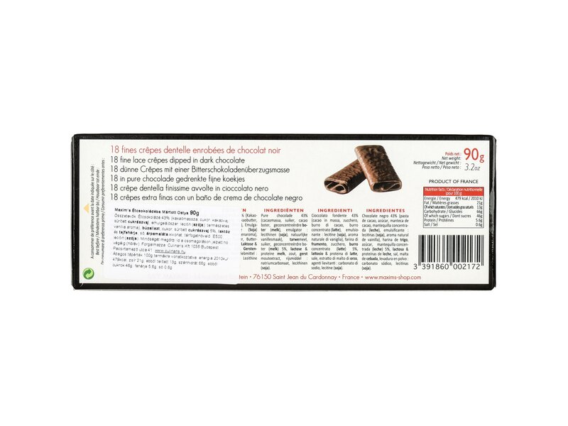 Maxim's étcsokoládéba mártott ostyatekercs 90g
