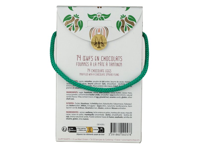 Maxim's 14 Ceufs En Chocolats Facon Pate A Tartiner 100g
