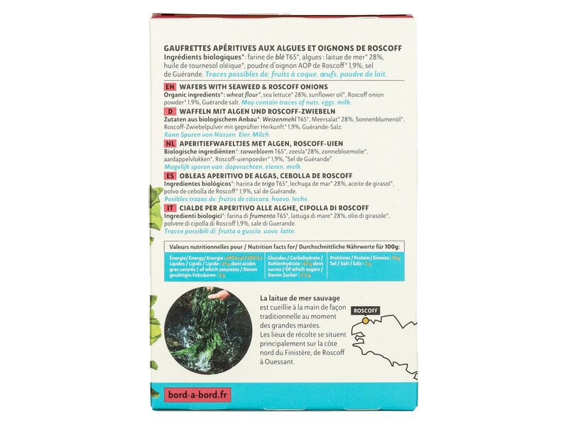 BORD à BORD Gaufrettes Apéritives aux Algues & á L'onignon de Roscoff 40g