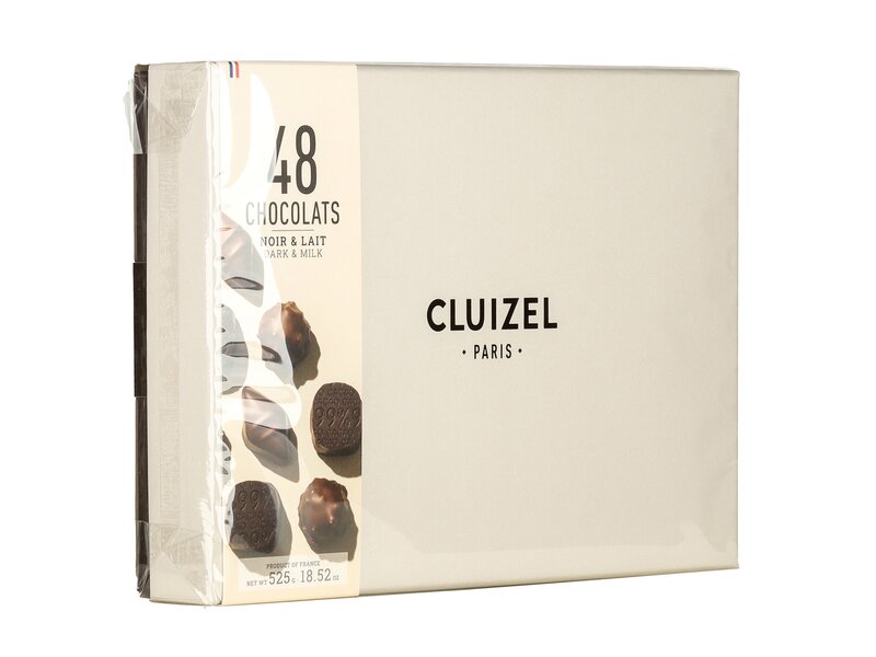 Michel Cluizel 48 darabos ét- és tejcsokoládé válogatás 525g          