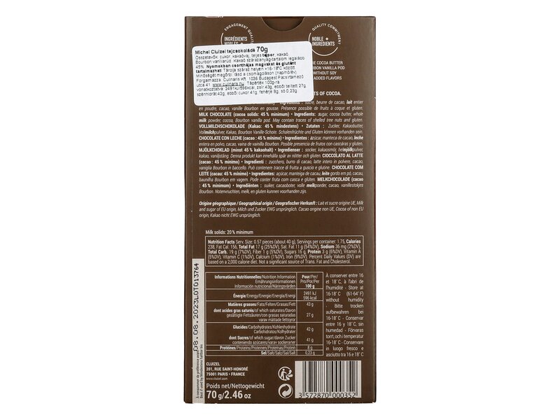 Michel Cluizel Grand Lait tejcsokoládé 45% 70g