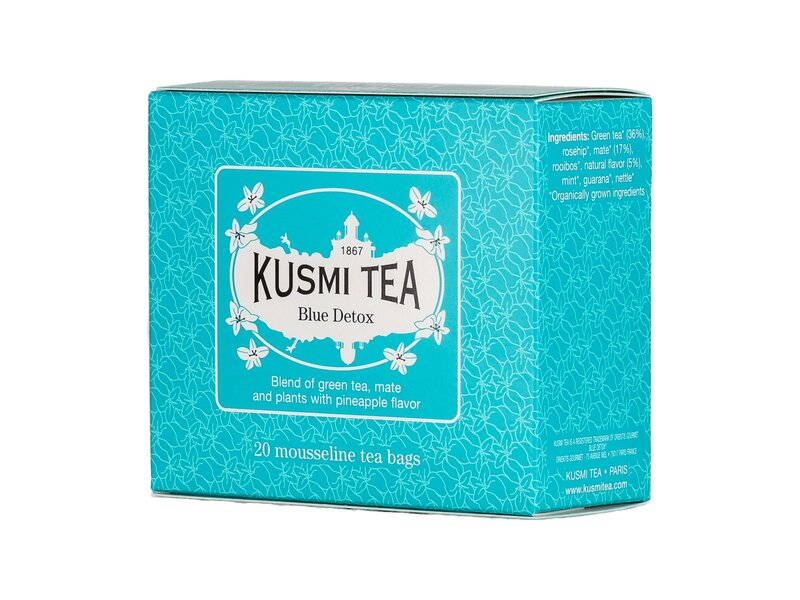 Kusmi Blue Detox - Zöld és maté teák keveréke ananász ízesítéssel- 20 filter 44g