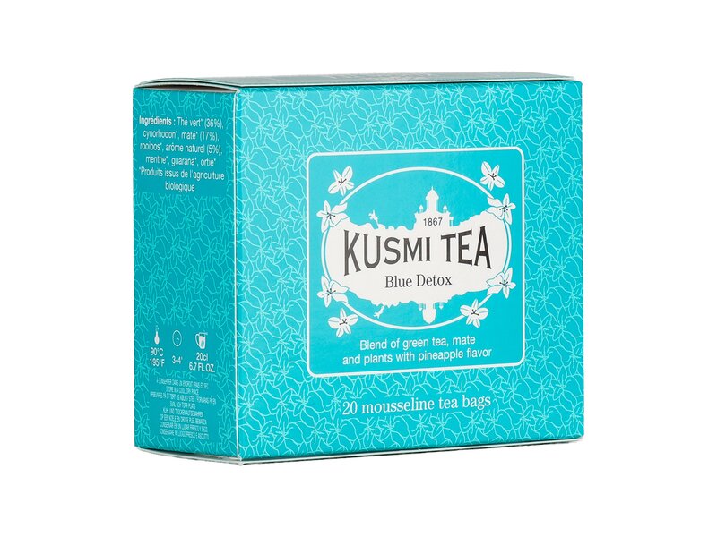 Kusmi Blue Detox - Zöld és maté teák keveréke ananász ízesítéssel- 20 filter 44g