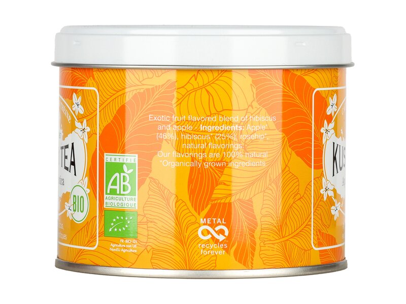 Kusmi Bio AquaExotica Egzotikus gyümölcs ízű koffeinmentes teakeverék hibiszkusszal 100g