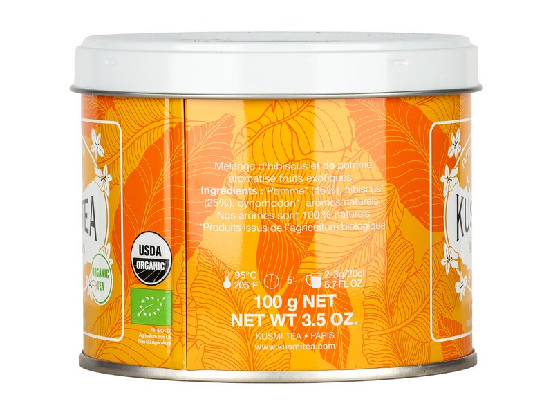 Kusmi Bio AquaExotica Egzotikus gyümölcs ízű koffeinmentes teakeverék hibiszkusszal 100g