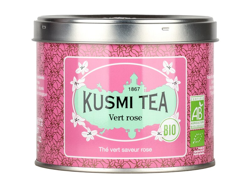 Kusmi Bio Vert Rose szálas zöld tea rózsaolajjal 100g