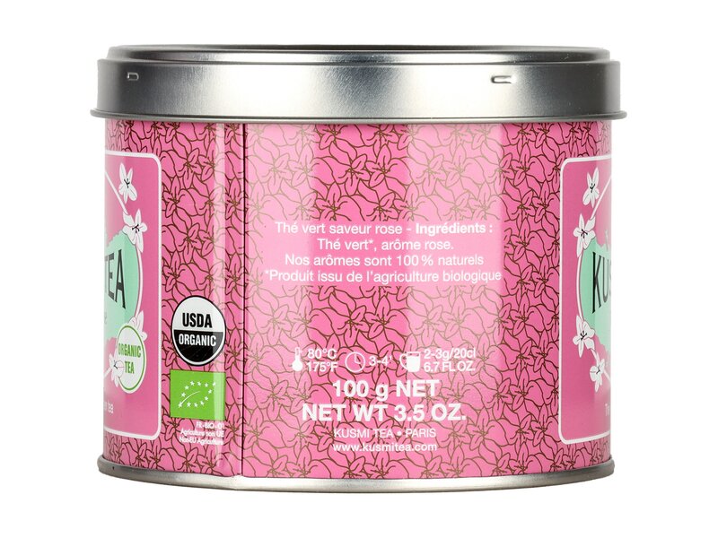 Kusmi Bio Vert Rose szálas zöld tea rózsaolajjal 100g