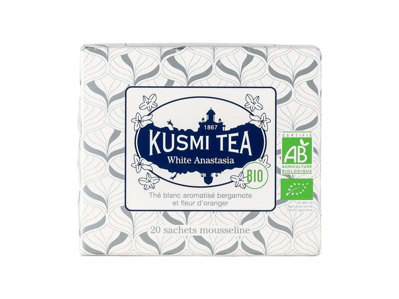 Kusmi Organic White Anastasia - Cardboard Box Of 20 Tea Bags 40g