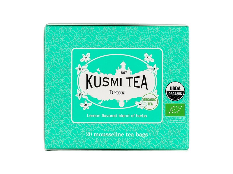 Kusmi Bio Detox szálas maté- és zöldtea citromfű ízesítéssel 20 filter 40g