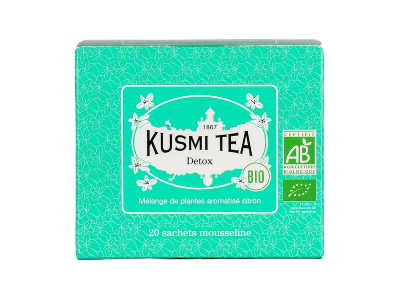 Kusmi Bio Detox szálas maté- és zöldtea citromfű ízesítéssel 20 filter 40g