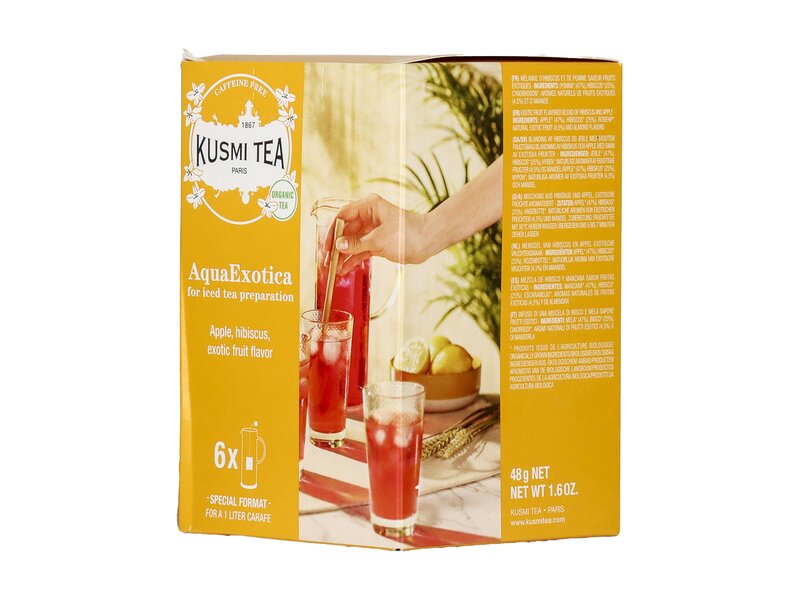 Kusmi Aqua Exotica egzotikusgyümölcs ízesítésű hibiszkusz-alma bio herbál tea (6 filter) 48g