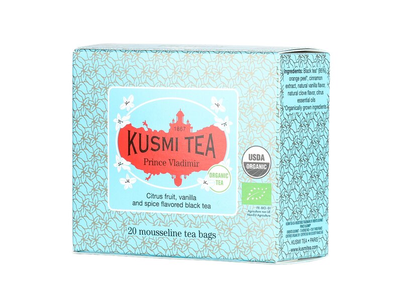 Kusmi Organic Prince Vladimir - Box of 20 Muslin Tea Bags 40g