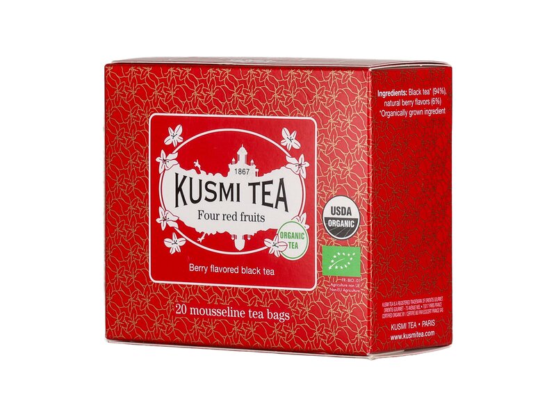 Kusmi Organic Four Red Fruits - 20 Muslin Tea Bags 40g