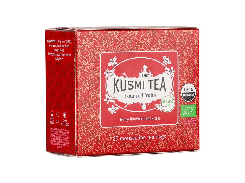 Kusmi Organic Four Red Fruits - 20 Muslin Tea Bags 40g