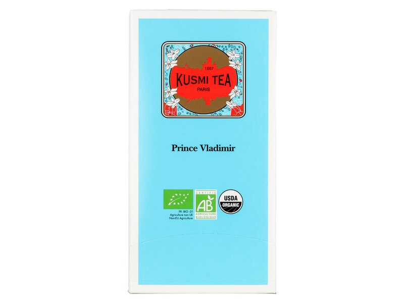 Kusmi Prince Vladimir citrusokkal, vaníliával és fűszerekkel ízesített bio fekete tea 25 filter 50g